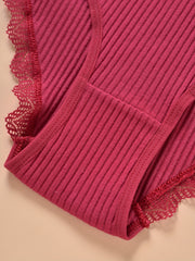 3pcs Lace Ribbed Briefs Women's Panties