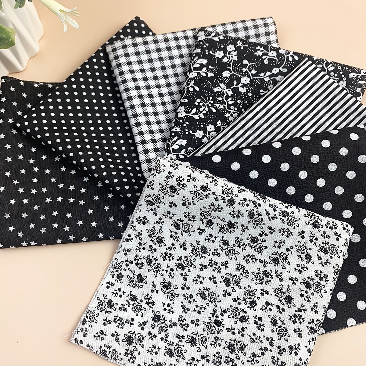 7pcs Cotton Fabric Printed Cloth for Sewing Quilting