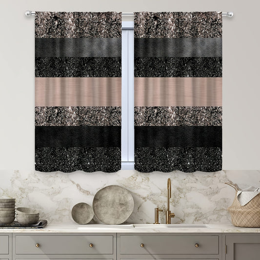 2pcs Bright Printed Curtains Rod Pocket Top Window Drapes