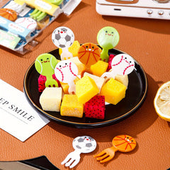 16pcs Cartoon Fruit Fork Plastic Decoration Stick Bento Box Toothpicks