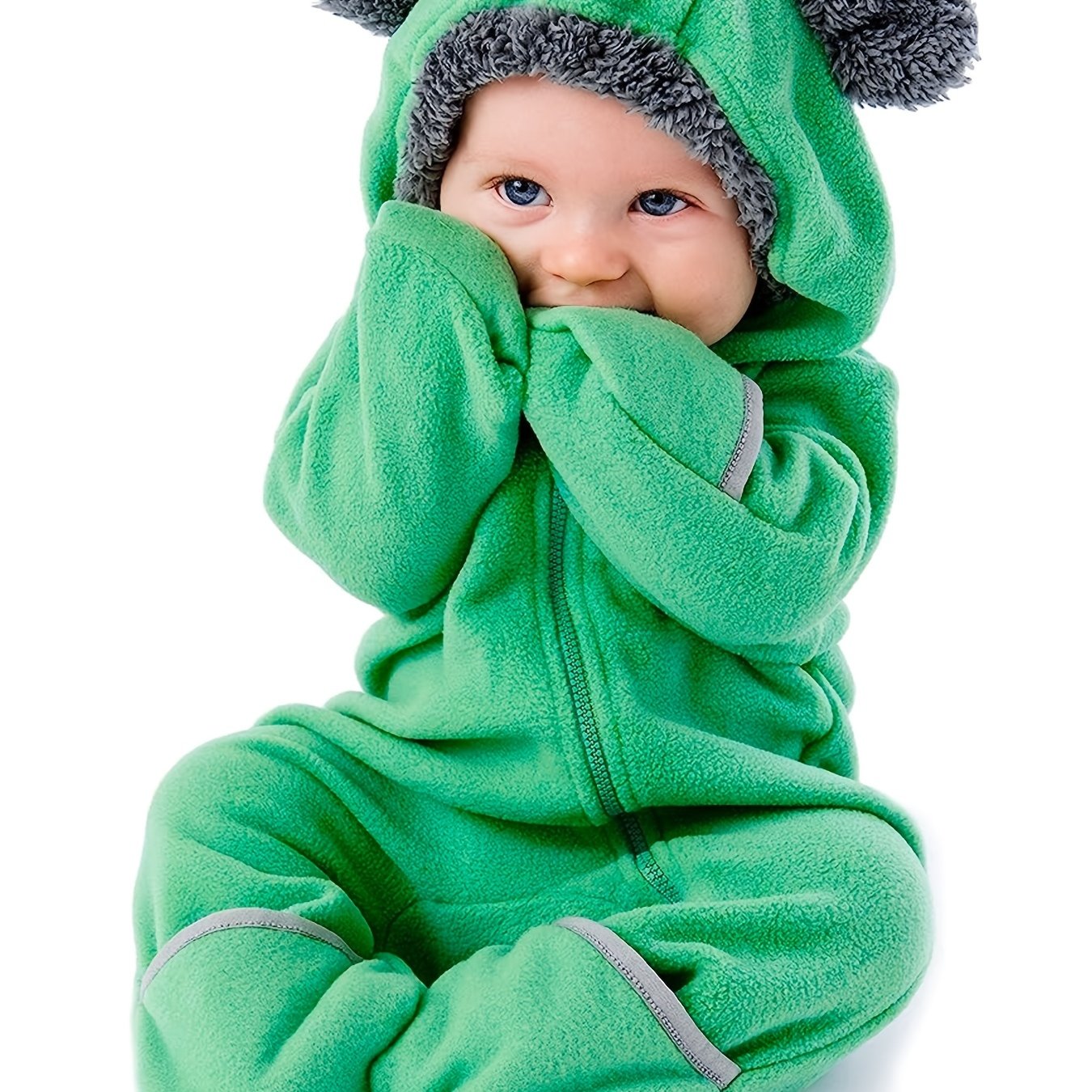 Fleece Baby Bunting Bodysuit Kids Hooded Romper Outerwear Toddler Warm Coat