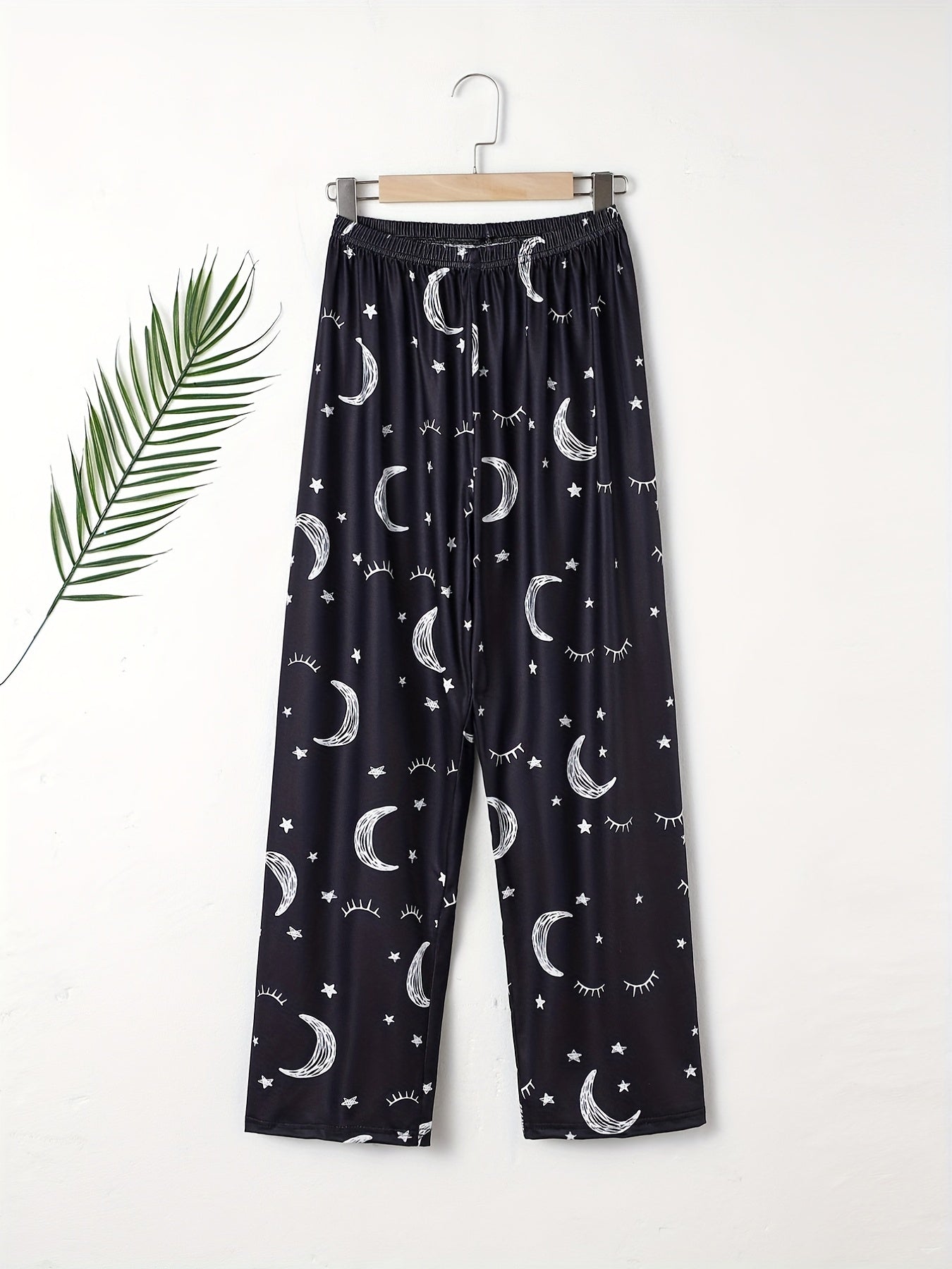 Moon & Star Print Sleep Bottom Cozy Long Pants Women's Loungewear