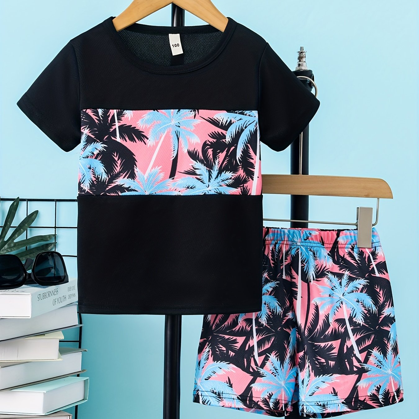 Boys Trees Print Casual Outfit T-shirt & Shorts Kids Summer Clothes S