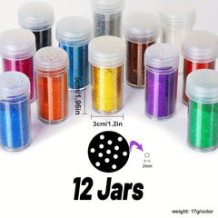 12Pc Glitter Shake Jar Set 17g 12 Colors DIY Crafts, Painting