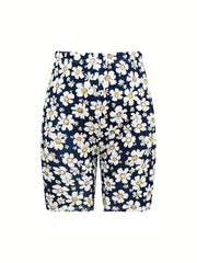Flower Print Yoga Shorts High Stretch Running Sports Summer Shorts