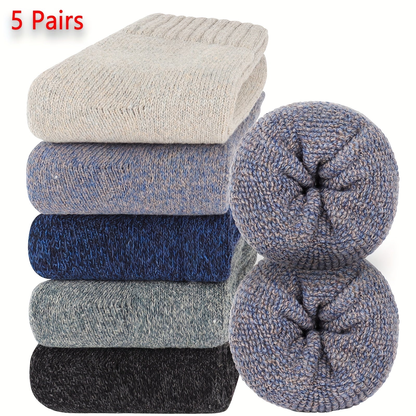 5 Pairs Women's Warm & Thick Crew Socks Mid Tube Stockings