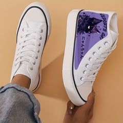 Women's Cat High Top Canvas Shoes Breathable Casual Walking