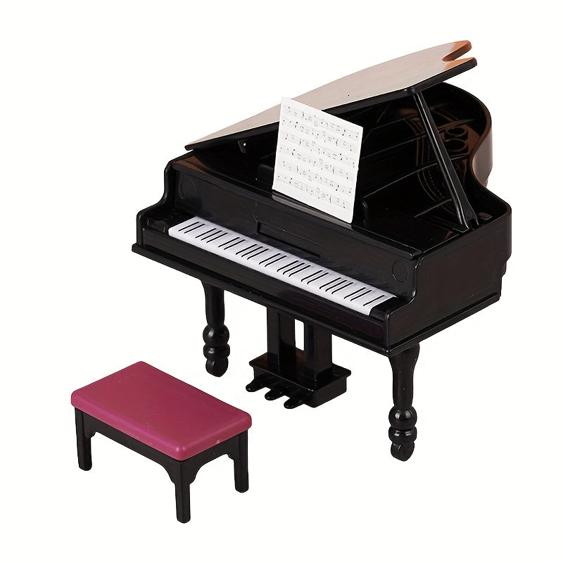 Triangle Piano Model w/ Pink Cushion Dollhouse Furniture