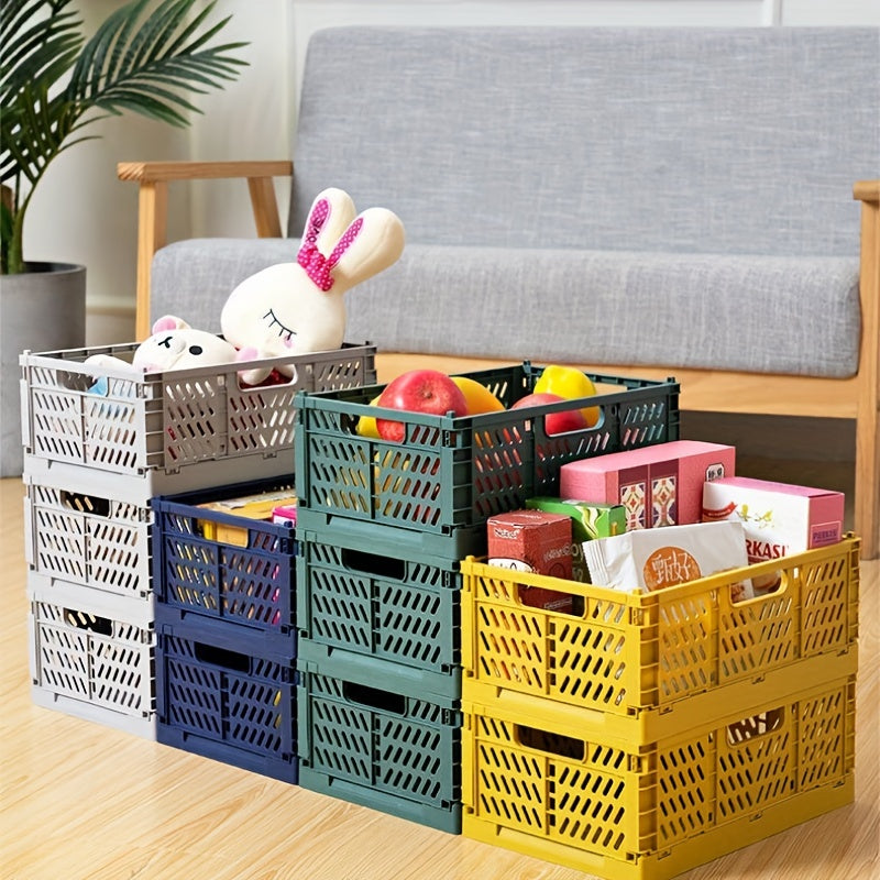 Plastic Folding Storage Basket Large Capacity Organizer Container