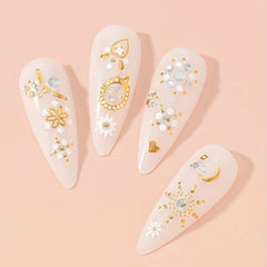 3D Bronzing Manicure Stickers Star Moon Gemstone Nail Decals