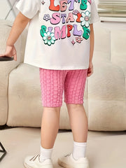 Girls' Jacquard Knit Stretch Shorts for Street Outfit