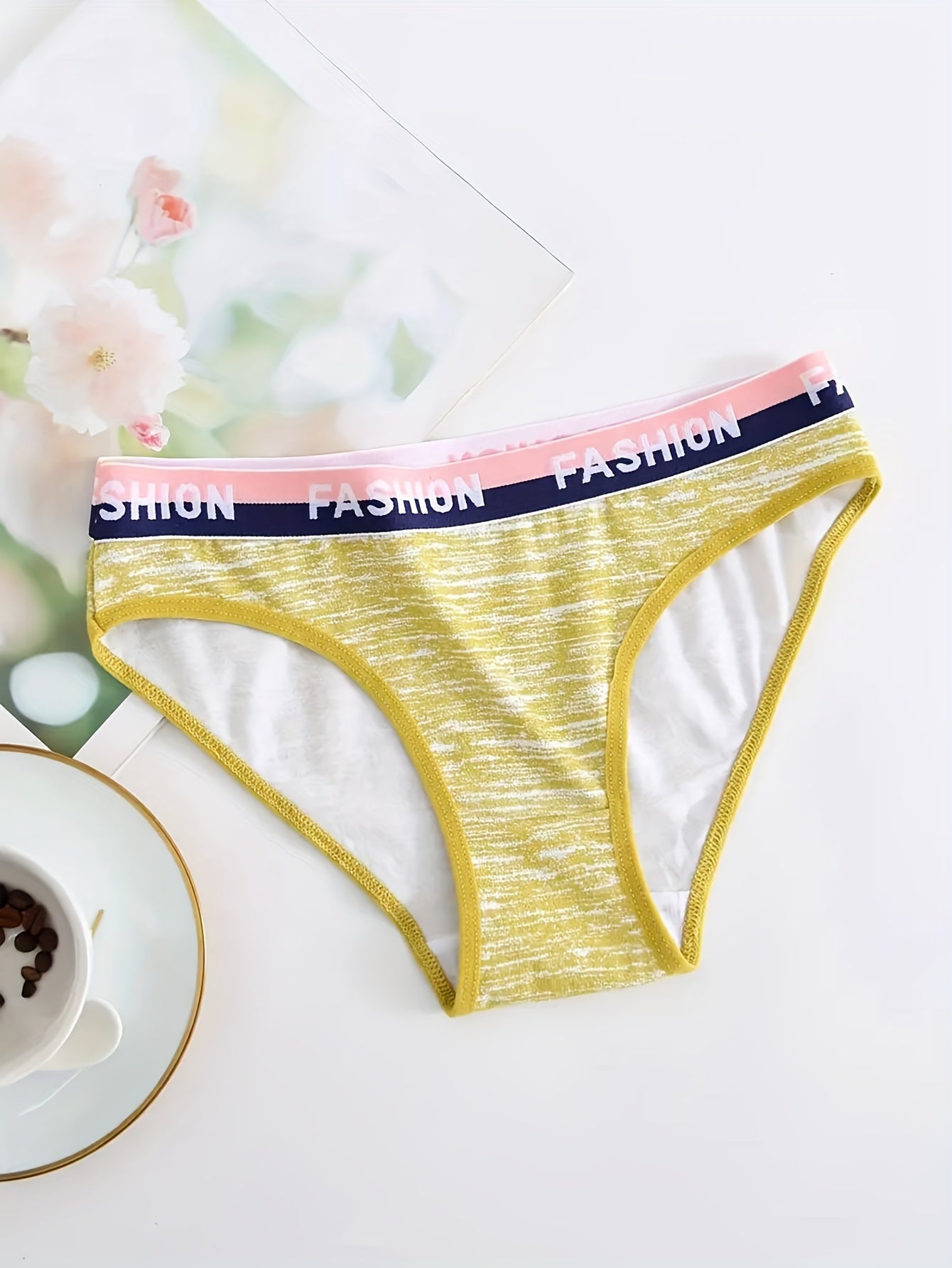 6pcs Letter Print Briefs Stretchy Intimates Panties Women's Lingerie