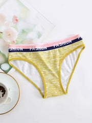 6pcs Letter Print Briefs Stretchy Intimates Panties Women's Lingerie