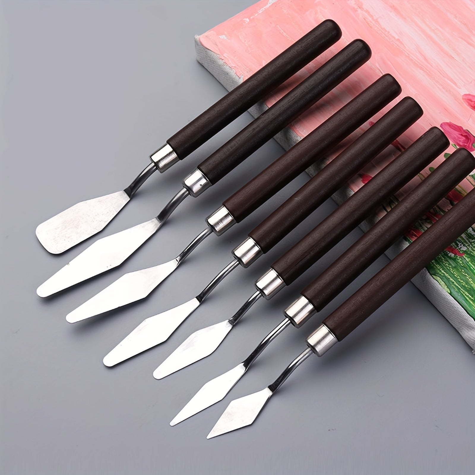7pcs Palette Set Stainless Steel Palette Knives Painting Stick Scraper