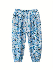 Toddler Girls Flowers Graphic Trousers Elastic Waist Cotton Jogger Pants