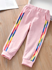 Girls' Rainbow Striped Casual Sports Jogger Pants For Toddler Kids