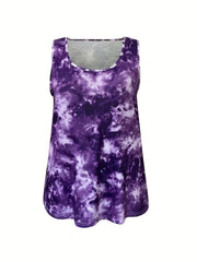 Tie Dye Tank Top Round Neck Medium Stretch