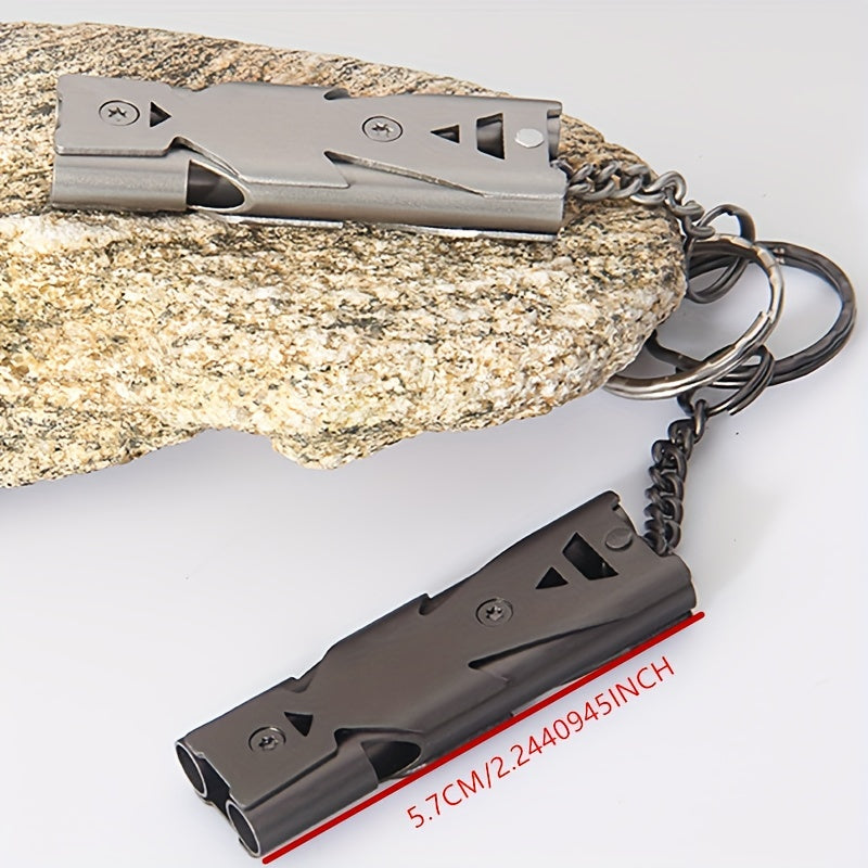 Portable Survival Whistle 180dbs Aluminum Alloy Double Tube Lifesaving Whistle