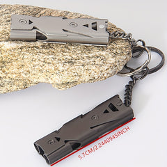 Portable Survival Whistle 180dbs Aluminum Alloy Double Tube Lifesaving Whistle