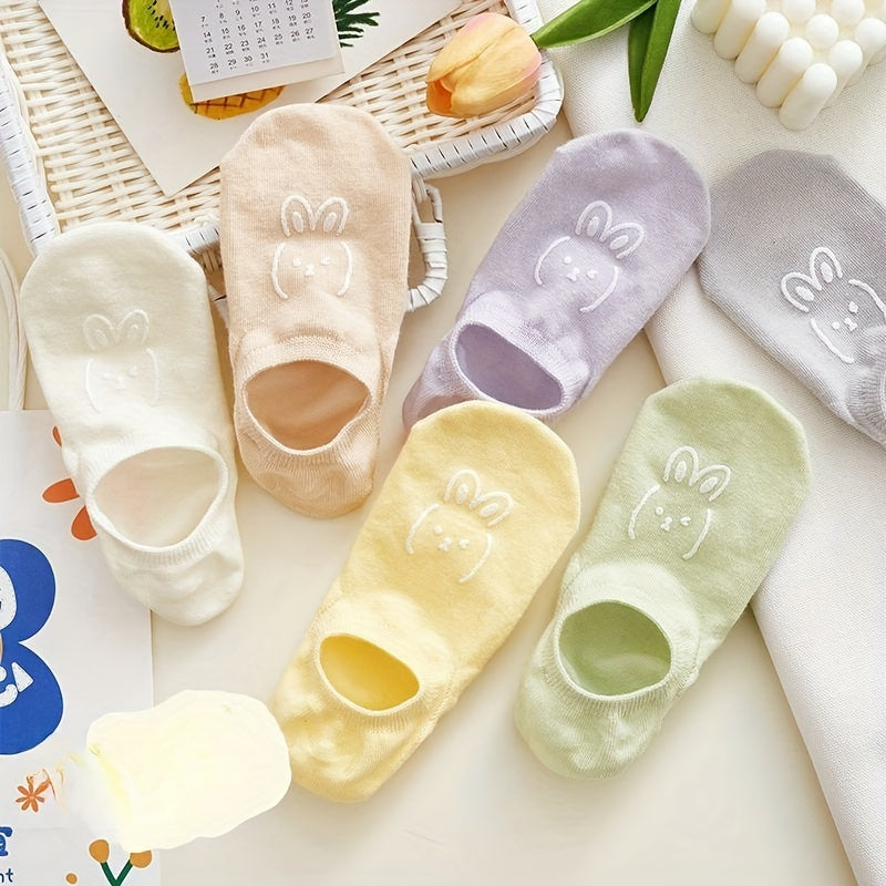 5 Pairs Bunny Print Socks & Low Cut Ankle Socks Women's Stockings
