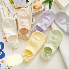 5 Pairs Bunny Print Socks & Low Cut Ankle Socks Women's Stockings