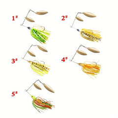 5pcs Double Willow Blade Spinnerbaits for Freshwater & Saltwater Fishing Tackle
