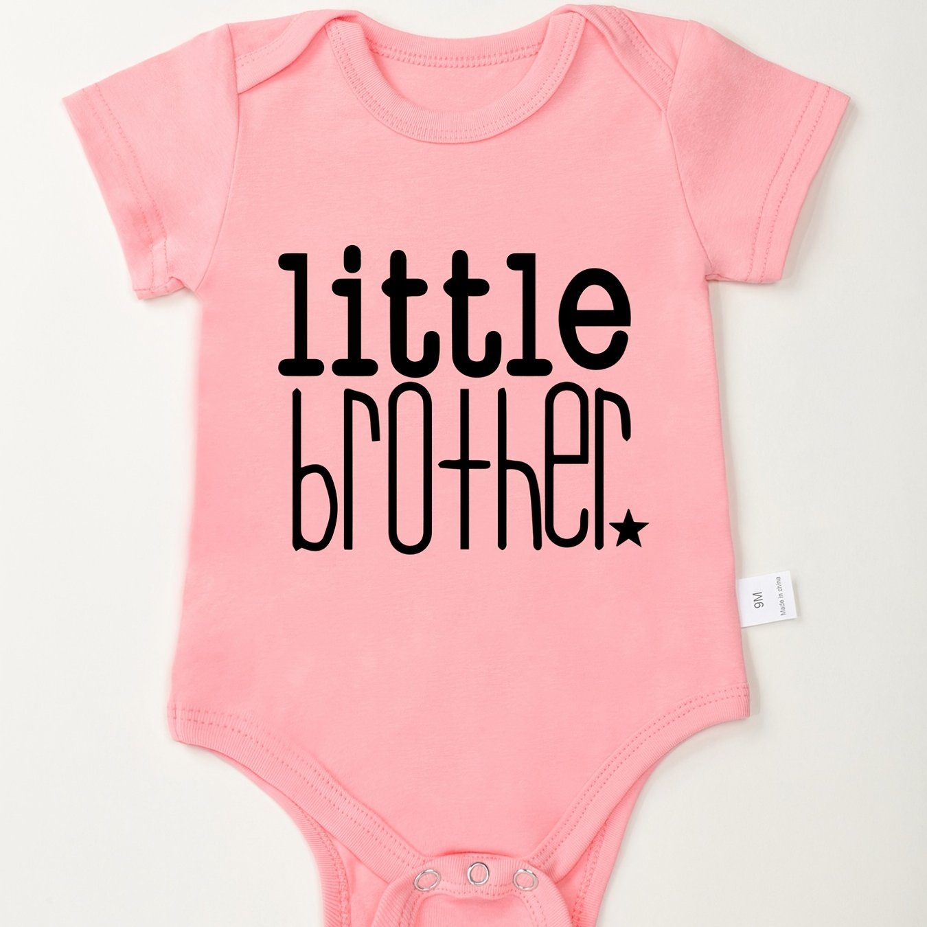 Baby Boys Little Brother Print Romper Soft Bodysuit for Summer