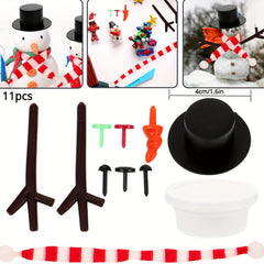 11pcs Build A Snowman Kit Christmas Decorations Snowman Making DIY Kit