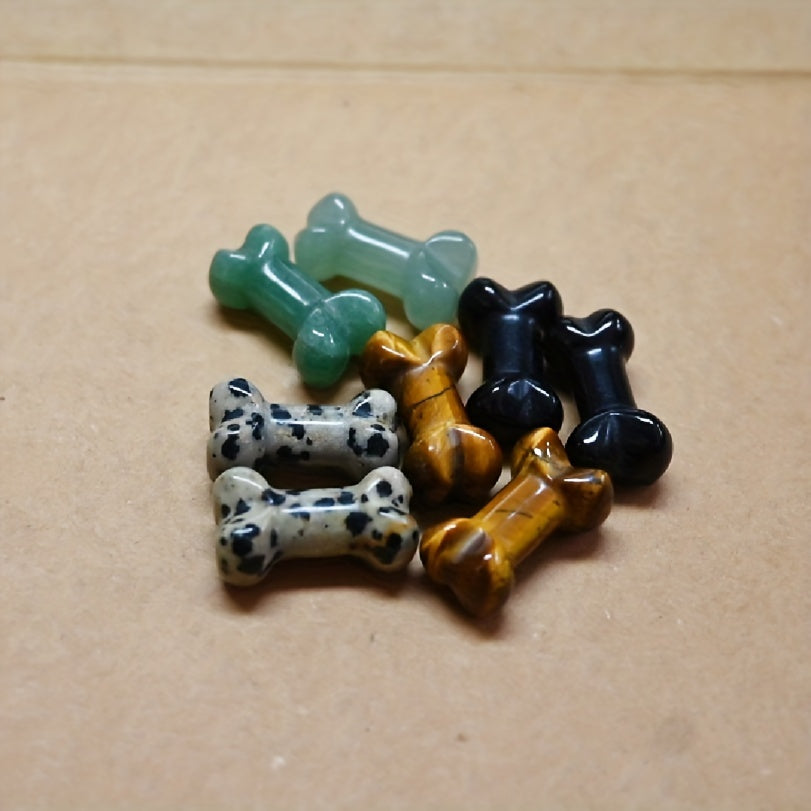 5pcs Natural Crystal Agate 25mm Bone Ornaments DIY Jewelry Materials