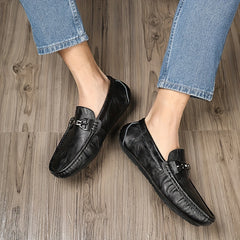 Women's Metal Buckle Loafers Slip On Soft Sole Anti skid Casual Flats Shoes