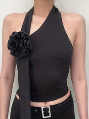 Floral Decor Summer Sleeveless Crop Top Women's Clothing