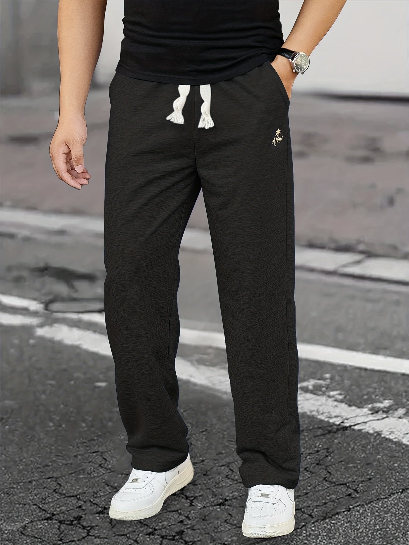 Coconut Tree Print Joggers Men s Casual Stretch Waist Drawstring Sweatpants