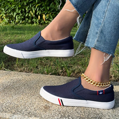 Women's Star Pattern Canvas Shoes Slip On Lightweight Sneakers
