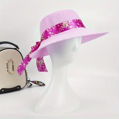 Knitted Bucket Hat Flower Ribbon Decor Sun Hats Breathable