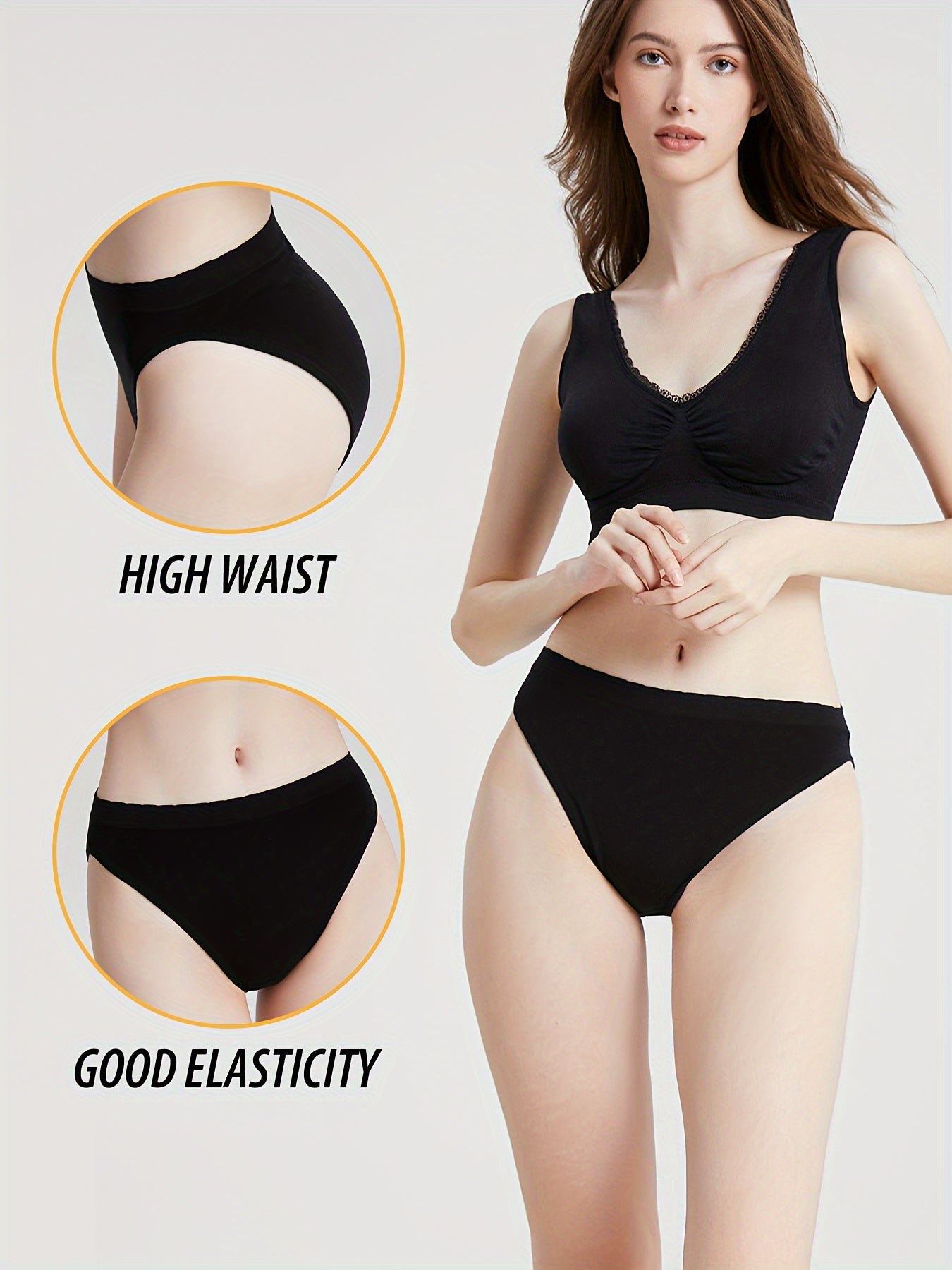 3pcs Solid Briefs Comfy & Breathable Panties Women's Lingerie