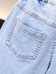 Cross Print Boys Denim Shorts - Summer Outdoor Wear