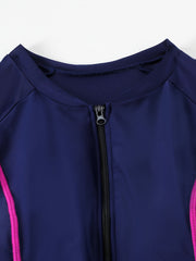 Women's Plus Size Long Sleeve Half Zipper One Piece Surfing Suit