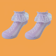 Girls Lace Ruffled Princess Socks Dance Socks Breathable Comfy Socks