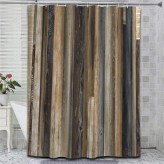 Wooden Pattern Shower Curtain Bathroom Waterproof Machine Washable