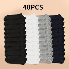 10 20 40 Pairs Unisex Solid Ankle Socks Soft & Lightweight Stockings Hosiery