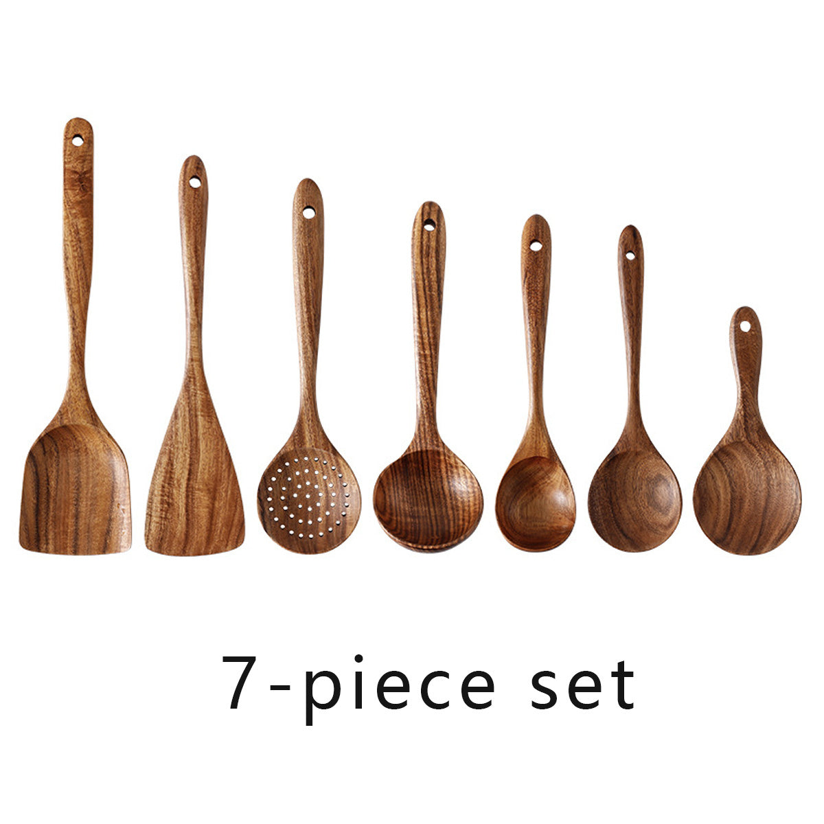 Teak Wooden Cutlery Spoon Cooking Spatula Kitchen Tool Set