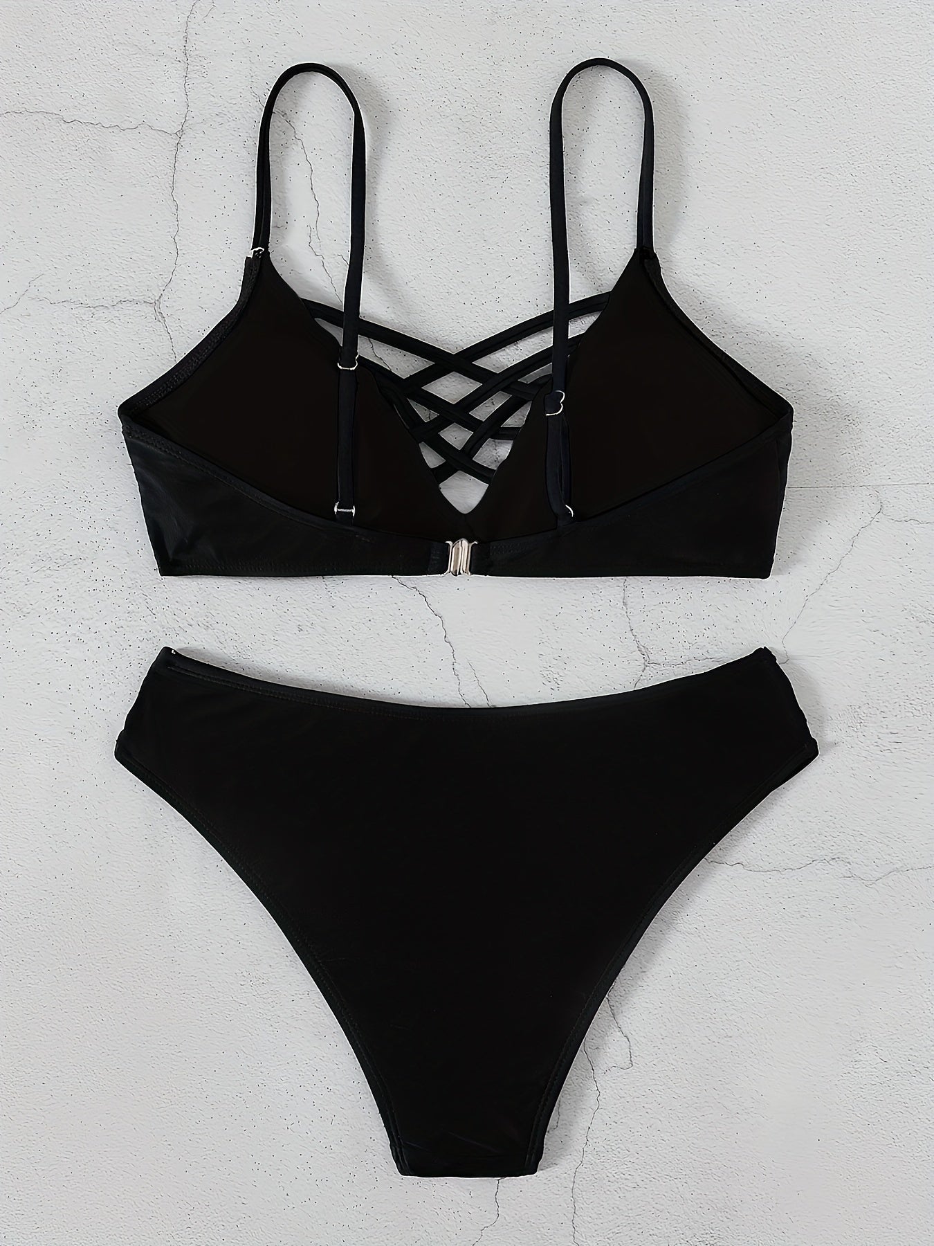 Criss Cross Front Hollow Out 2 Piece Bikini Set