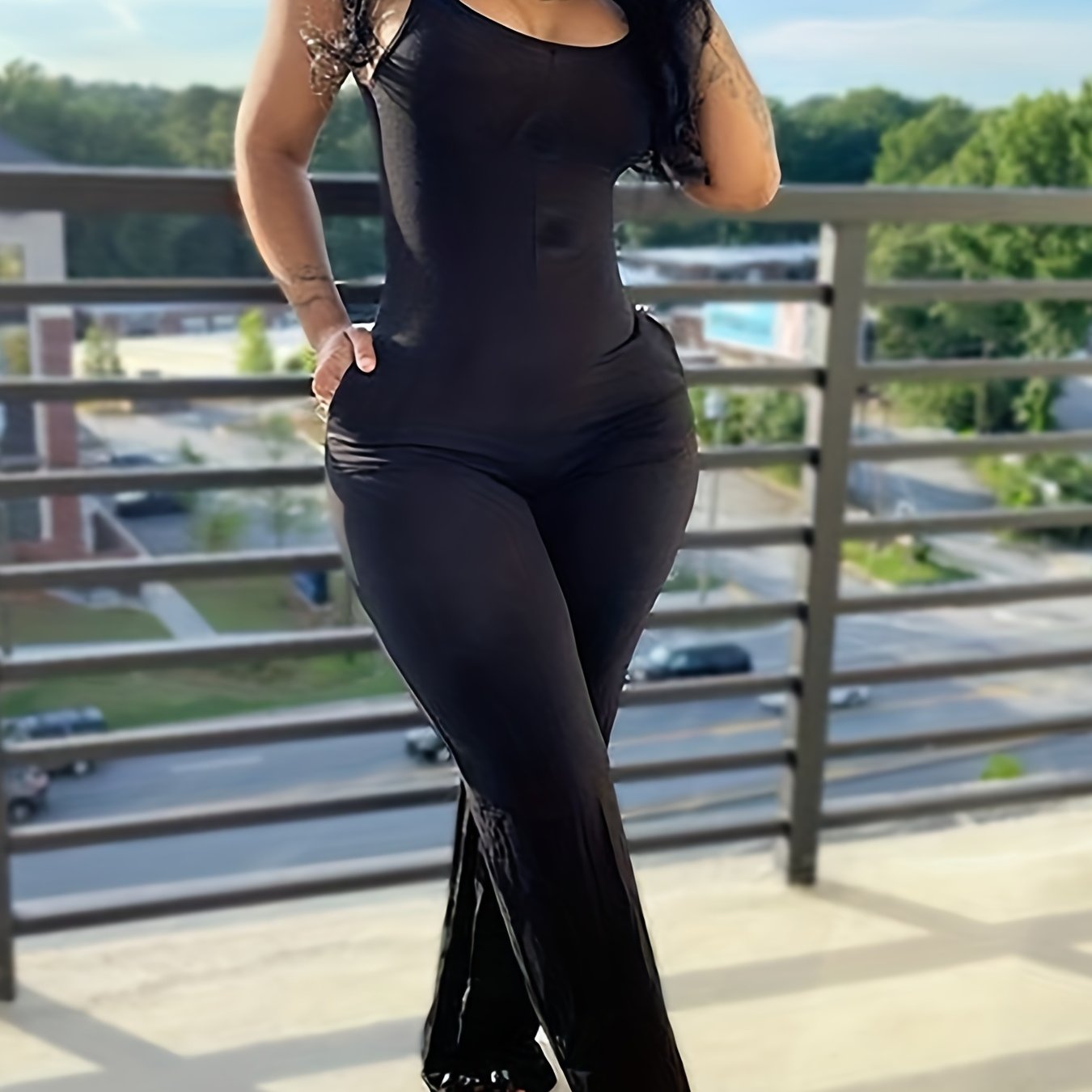 Basic Jumpsuit - Slim Fit Straight Leg Cami Jumpsuit