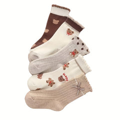 5 Pairs Girls Princess Socks Thin Mesh Comfy Children's Socks