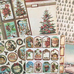 Vintage Merry Christmas Santa Claus Scrapbook Papers - 12pcs Pack