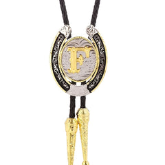 Western Cowboy Zinc Alloy BOLO Tie Natural Letter F Tie