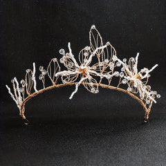 Golden Floral Rhinestone Bridal Headband