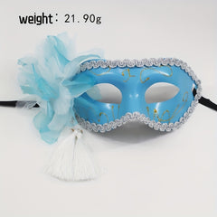 Hand-Painted Mask Flower Tassel Pendant Eye Mask for Masquerade