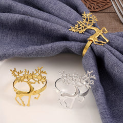 6pcs Christmas Napkin Ring Deer Napkin Holder Cloth Ring Wedding Ornamen