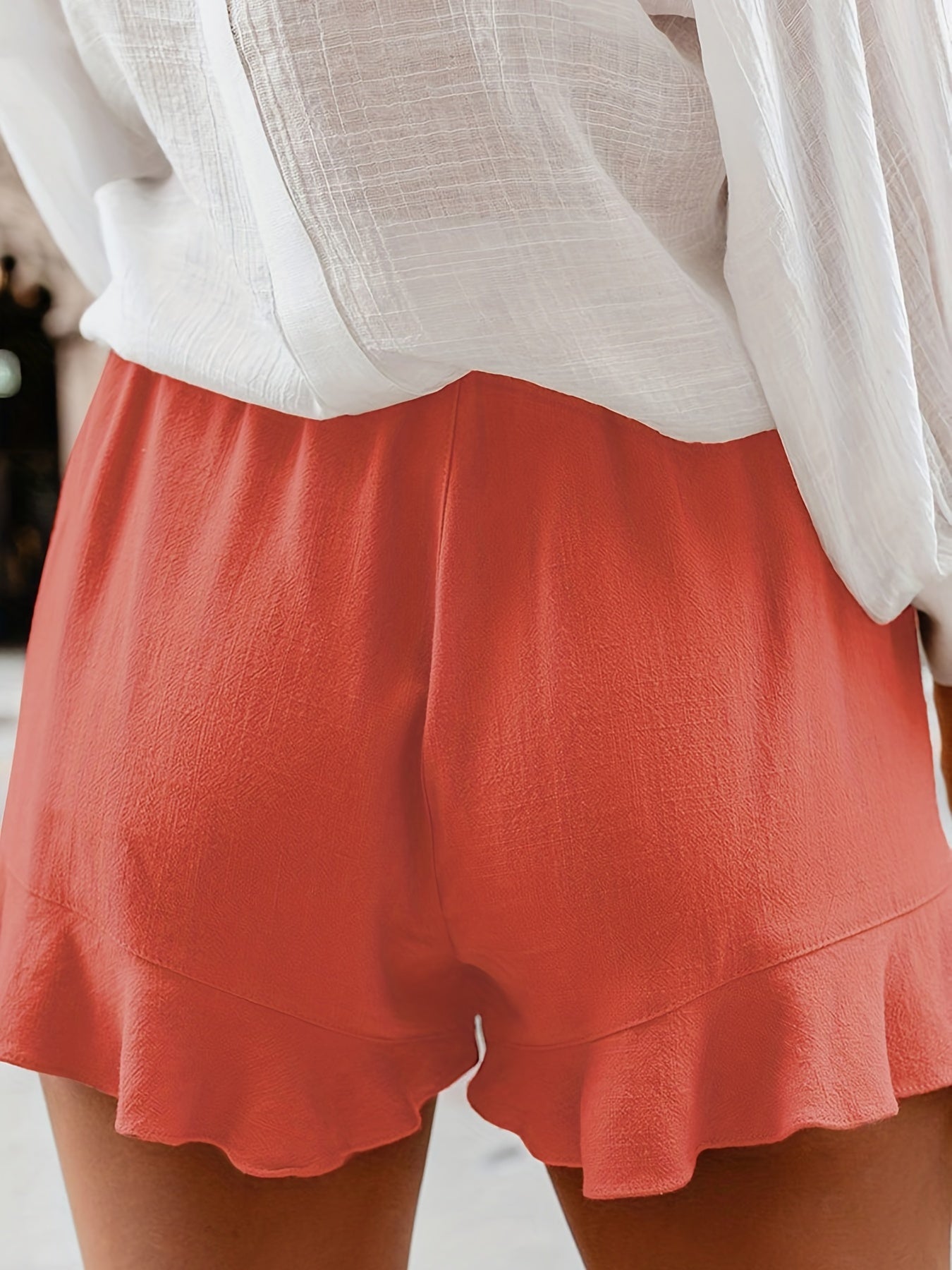Minimalist Ruffle Trim High Waist Shorts for Summer